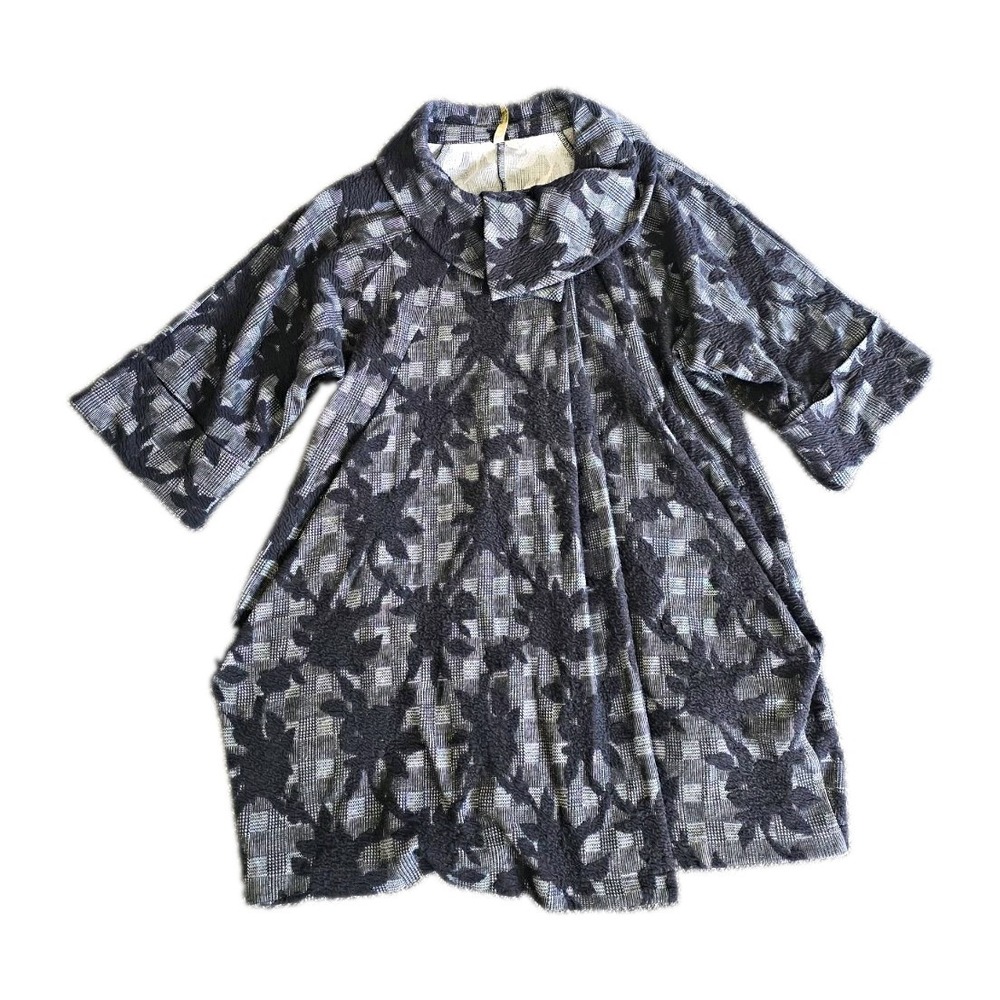 Comfy USA Linda Swing Jacket Tunic black charcoal Draped cowl neck womans M